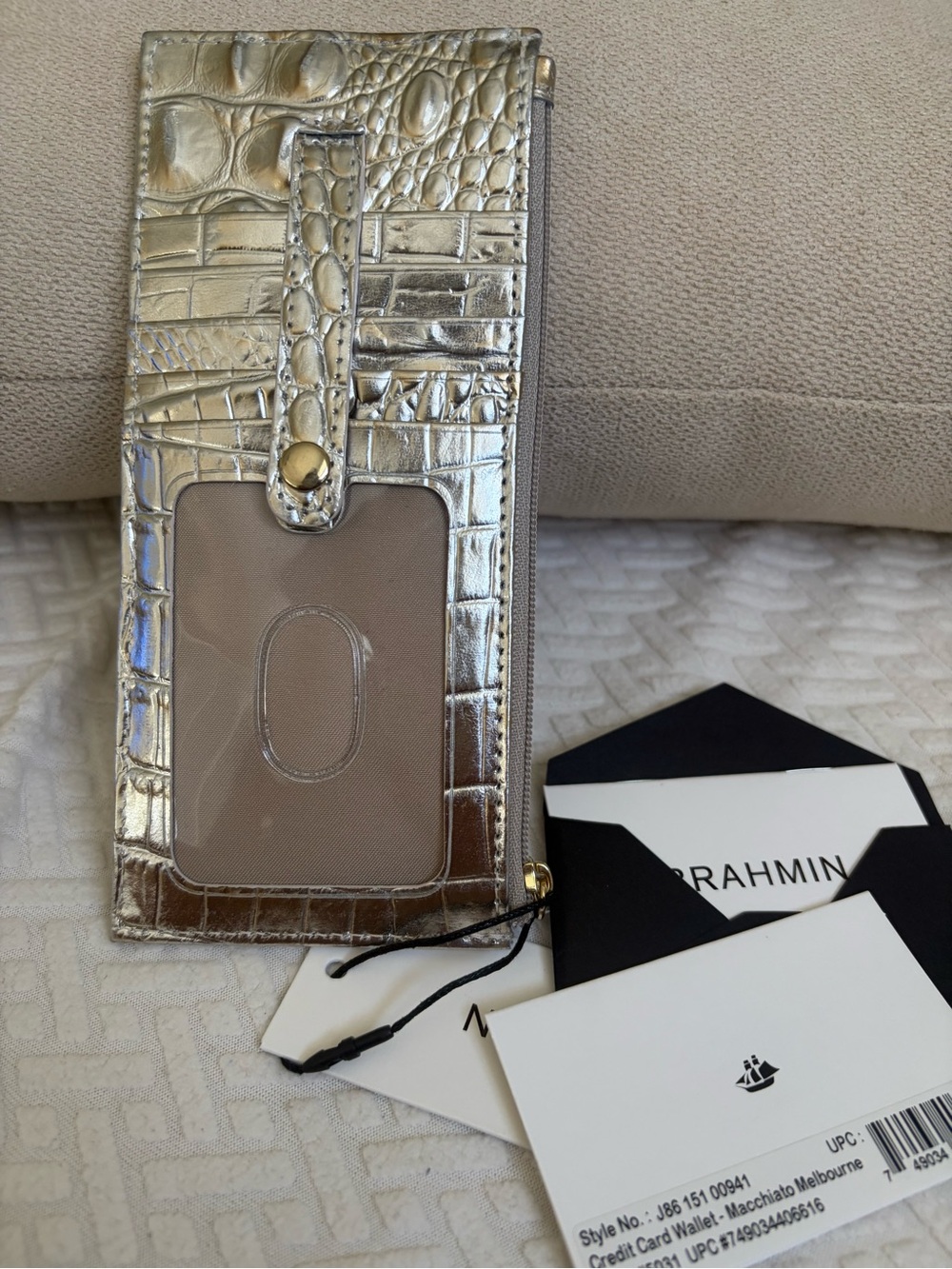 NWT Brahmin Macchiato Melbourne Silver Credit Card Wallet - Picture 13 of 13